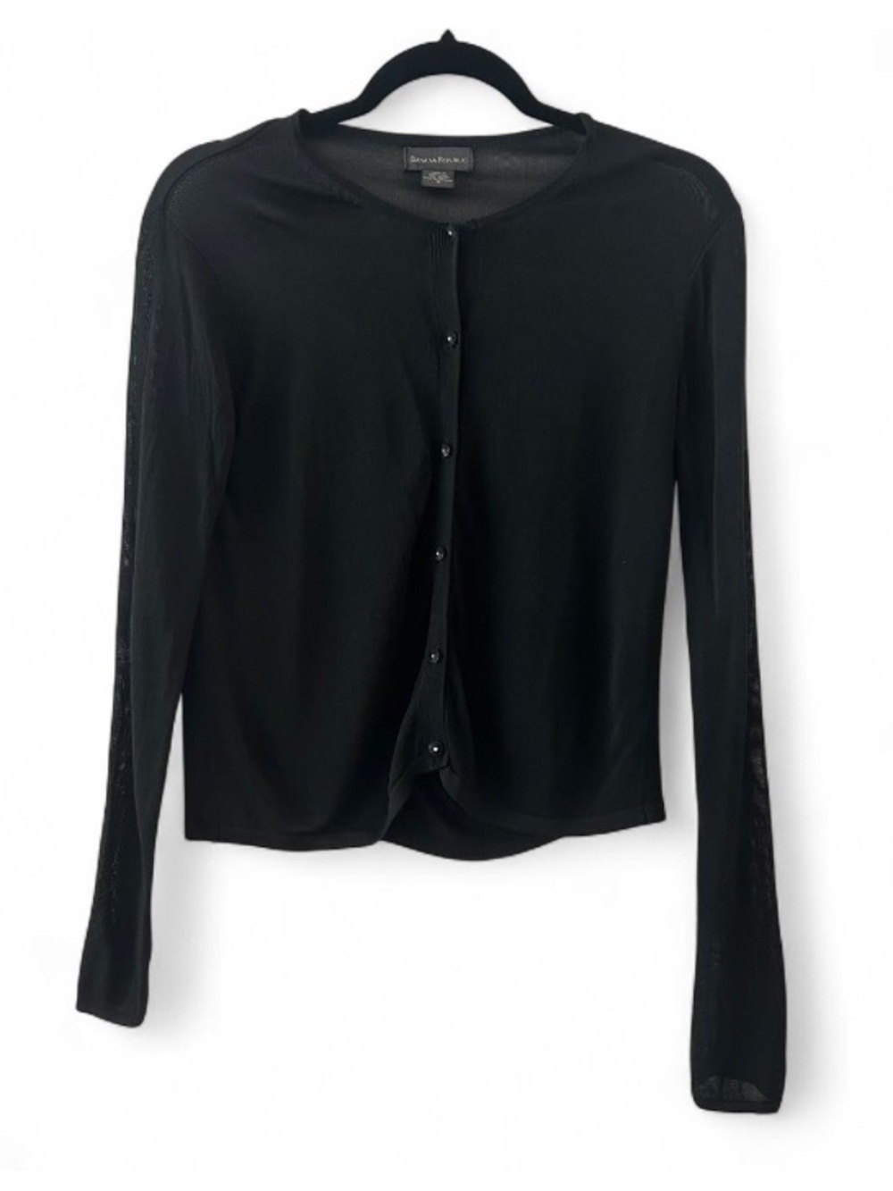 Banana Republic Sheer Black Whimsigoth Cardigan Buttonup Size Medium
